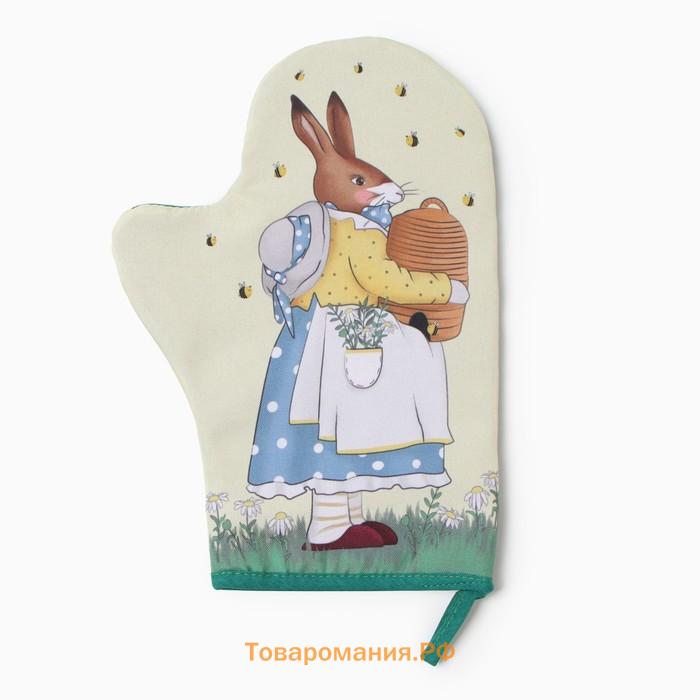 Набор кухонный  "Пчелы": варежка 20х28 см, прихватка 17х17 см, 35% хлопок, 65% п/э