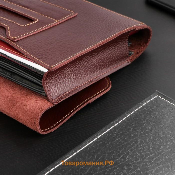 Папка для автодокументов Cartage, натуральная кожа, коричневая, 22×18×4.5 см