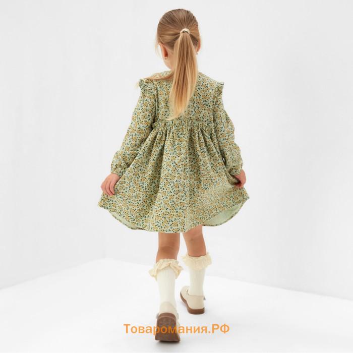 Платье для девочки MINAKU: Cotton collection, цвет фисташковый, рост 122 см