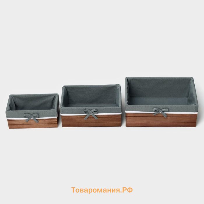 Корзины для хранения LaDо́m, 3 шт., ручной работы, прямоугольные, коричневые