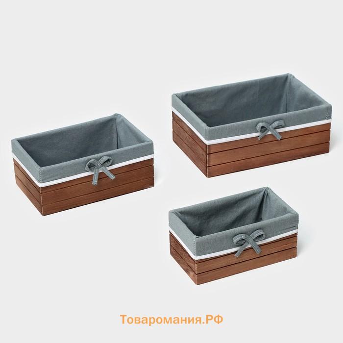 Корзины для хранения LaDо́m, 3 шт., ручной работы, прямоугольные, коричневые