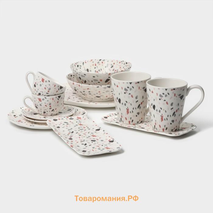 Набор кружек Magistro Terazzo, 350 мл, 2 шт., фарфор, белый