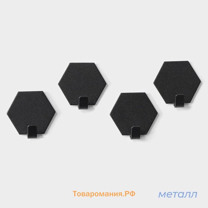 Крючки самоклеящиеся SAVANNA Black Loft, 4 шт., металл, грань 2 см, чёрные