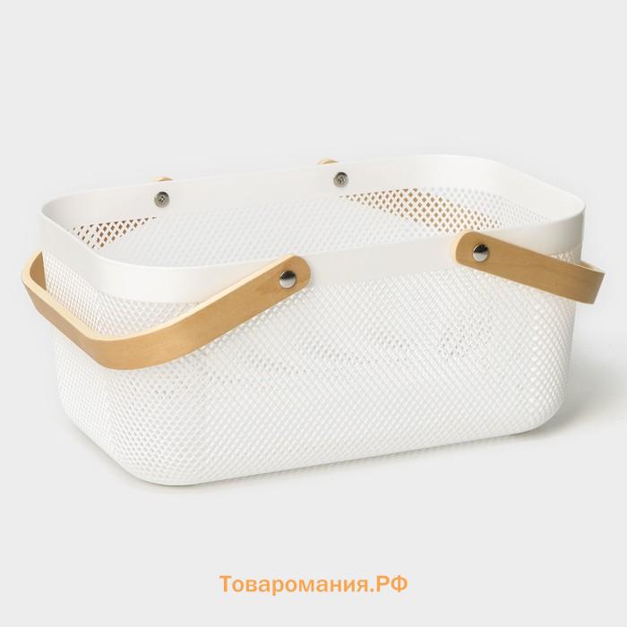 Корзина для хранения LaDо́m «Скандинавия», прямоугольная, 39×24.5×18 см, белая