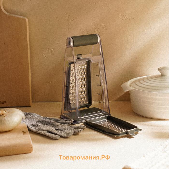 Тёрка двухсторонняя SL Home «Оливковая роща», 13,2×8,4×24,3 см, противоскользящее основание, цвет оливковый