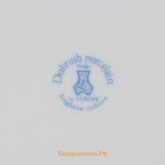 Тарелка фарфоровая «Зимний лес», d=20 см, цвет белый
