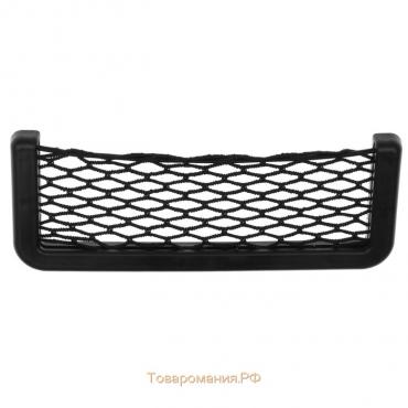 Карман-сетка под телефон TORSO, на клейкой ленте, 14,5 х 8 см, чёрный