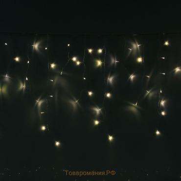 Гирлянда «Бахрома» 3 × 0.6 м, IP44, УМС, прозрачная нить, 160 LED, свечение тёплое белое, 220 В