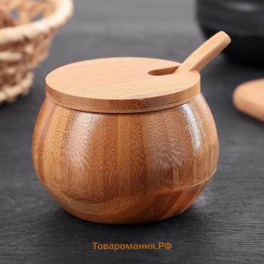 Сахарница  «Полосы», 130 мл, 8.5×7 см, с ложкой