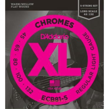 Комплект струн для  5-струнной бас-гитары D'Addario ECB81-5 Chromes