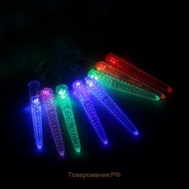 Гирлянда «Нить» 5 м с насадками «Сосульки граненые», IP20, прозрачная нить, 20 LED, свечение мульти (RG/RB), мигание, 220 В