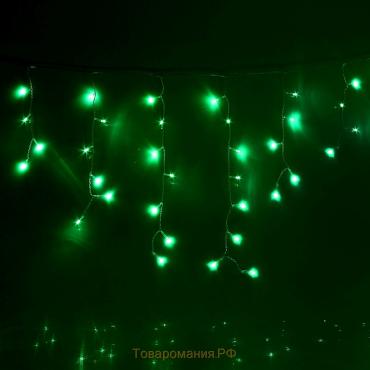 Гирлянда «Бахрома» 4 × 0.6 м, IP44, прозрачная нить, 180 LED, свечение зелёное, 8 режимов, 220 В