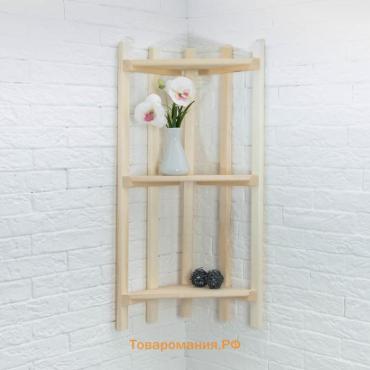 Полка угловая 3 яруса 38×75×16см, липа "Добропаровъ"