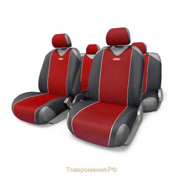 Чехол-майка AUTOPROFI CARBON CRB-802 RD, полиэстер под карбон, 9 предметов, цвет красный