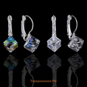Серьги со стразами «Радужный день» кубик, миксы