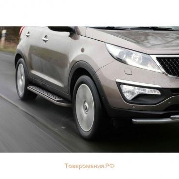 Порог-площадка "Bmw-Style" RIVAL, Hyundai ix35 2010-2015, Kia Sportage 2010-2015, с крепежом, D173AL.2303.2