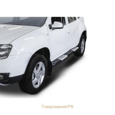 Алюминиевые пороги RIVAL, Renault Duster 2011-2015-н.в., Nissan Terrano 2014-н.в., 2 шт., с крепежом, R.4703.013