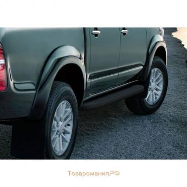 Порог-площадка "Premium-Black" RIVAL, Toyota Hilux 2005-2015, с крепежом, A193ALB.5703.1