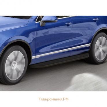 Порог-площадка "Premium-Black" RIVAL, Volkswagen Touareg 2010-2018, Audi Q7 2009-2015, с крепежом, A193ALB.5801.3