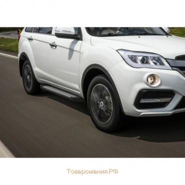 Пороги на автомобиль "Bmw-Style круг" Rival для Lifan X60 I рестайлинг 2016-н.в., 160 см, 2 шт., алюминий, D160AL.3302.3