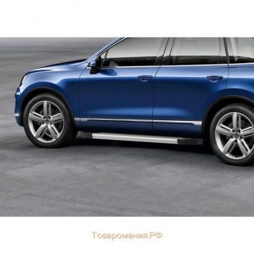 Порог-площадка "Silver" RIVAL, Volkswagen Touareg 2010-2018, с крепежом, F193AL.5801.3