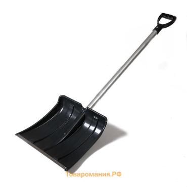 Лопата для уборки снега, пластиковый ковш 380×380 мм, алюминиевая планка, алюминиевый черенок, «Снеговик»