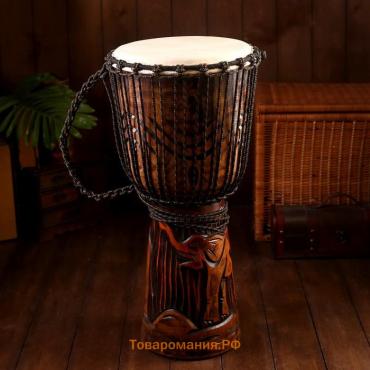 Сувенирный музыкальный инструмент барабан джембе "Тёмный" 60х25х25 см МИКС