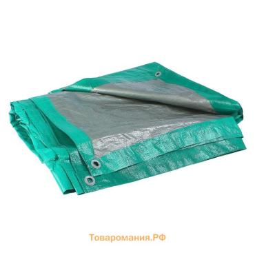Тент защитный, 6×4 м, плотность 120 г/м², УФ, люверсы шаг 1 м, зелёный/серебристый