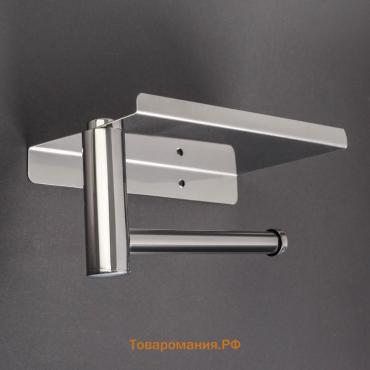 Держатель для туалетной бумаги с полочкой, 18×10×9 см, хромированный