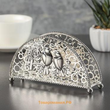 Салфетница декоративная «Птицы», 14×4.5×8.5 см, серебристая