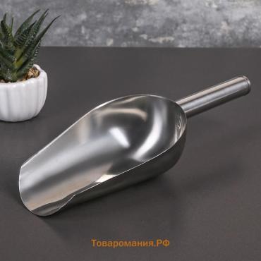 Совок для льда и сыпучих продуктов, 260 мл, 24×9 см, нержавеющая сталь, хромированный
