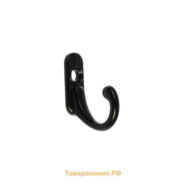 Крючок мебельный ТУНДРА TKO006, однорожковый, черный, 25 шт.
