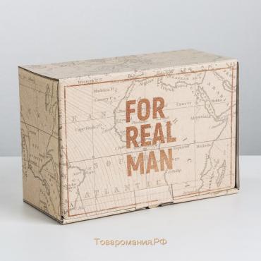 Коробка‒пенал, упаковка подарочная, «For real man», 22 х 15 х 10 см