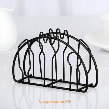 Салфетница  «Столовые приборы»,13×3.5×8 см, чёрная