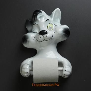 Держатель для туалетной бумаги «Кот — хулиган», 26×23×14 см, белый