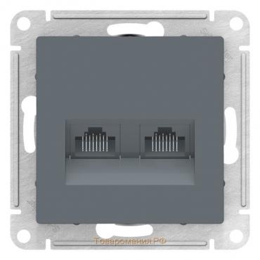 Розетка SE ATLASDESIGN, двойная, компьютерная, RJ45+RJ45, кат.5E, механизм, цвет грифель