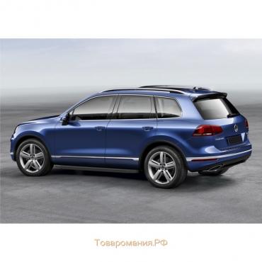 Пороги на автомобиль "Premium-Black" Rival для Volkswagen Touareg II рестайлинг (R-Line) 2014-2018, 193 см, 2 шт., алюминий, A193ALB.5801.4