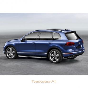 Пороги на автомобиль "Premium" Rival для Volkswagen Touareg II рестайлинг (R-Line) 2014-2018, 193 см, 2 шт., алюминий, A193ALP.5801.4