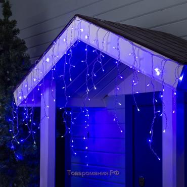 Гирлянда «Бахрома» 3 × 0.6 м, IP44, УМС, прозрачная нить, 160 LED, свечение синее, мерцание белым, 220 В