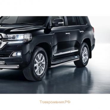 Защита штатных порогов d57 Rival для Lexus LX III рестайлинг 2014-2015,Toyota Land Cruiser 200 рестайлинг 2012-2015,Land Cruiser 200 рестайлинг (кроме TRD) 2015-н.в., нерж. сталь, 2 шт., R.5713.013