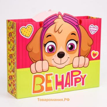 Пакет подарочный "Be happy" 31х40х11 см, упаковка, Щенячий патруль