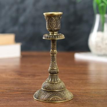 Металлический подсвечник на 1 свечу «Раджа», бронза, 16.5×8×8 см