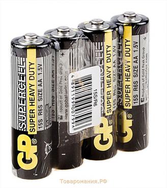 Батарейка солевая GP Supercell Super Heavy Duty, AA, R6-4S, 1.5В, спайка, 4 шт.