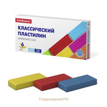 Пластилин 6 цветов, 96 г, ErichKrause Basic, в картонной упаковке