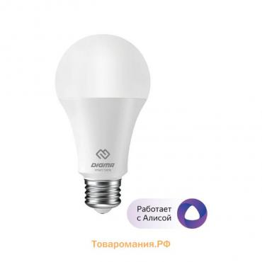 Умная лампа Digma DiLight, E27, N1, RGB, Wi-Fi, 8 Вт, 800 Лм