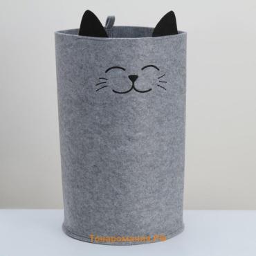 Корзина для хранения Funny «Котик», серая