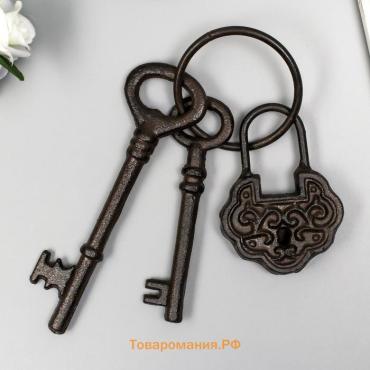 Фигурка настенная «Замок и два ключа», панно металл, 23×7.5 см