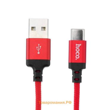 Кабель Hoco X14 Times Speed, Type-С - USB, 3 А, 2 м, черно-красный