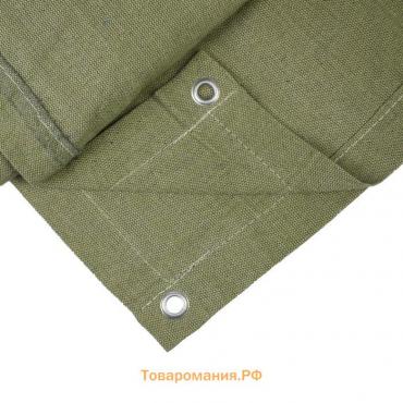 Брезент огнеупорный, 4×3 м, плотность 400 г/м², люверсы шаг 1 м, хаки