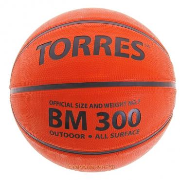 Баскетбольный мяч TORRES BM300, B00017, клееный, 8 панелей, р. 7, PVC